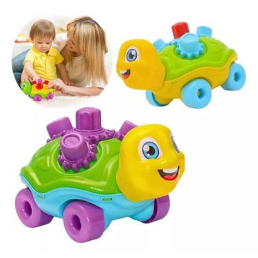 Imagem de Brinquedo Interativo Infantil Carrinho Tartaruga Didático Sensorial - 