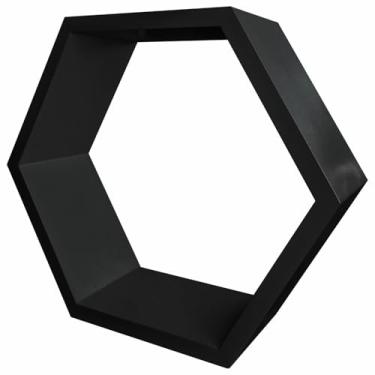 Imagem de Nicho Hexágonal Colméia Colorido em Mdf Laqueado para Parede - 30x34x12cm Cor:PRETO;Tamanho:30X34X12 CM