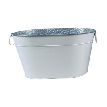 Imagem de SiaBiced Balde de cerveja de gelo, recipiente de armazenamento, portátil, para festas com alças de transporte banheira de gelo para coquetéis de cerveja de, Branco