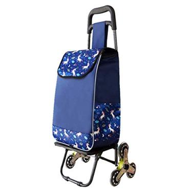 Imagem de YGCBL Carrinhos de mão portáteis multifuncionais, carrinho de compras, velho, suba as escadas, carrinho de compras dobrável, estrutura de aço removível, impermeável, tecido Oxford, rolamento, roda de