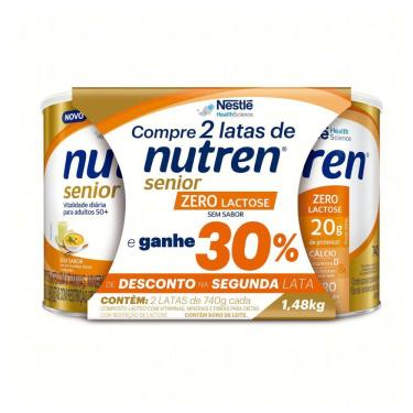 Imagem de Nutren Senior Zero Lactose Sem Sabor 2 Unidades de 740g Cada
