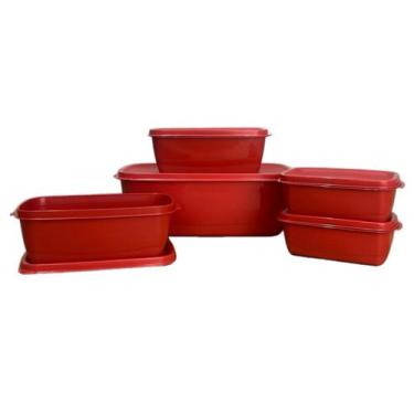 Imagem de Kit 5 Pote Retangular Com Tampa Plástico Livre BPA - Casa Bella, Verme