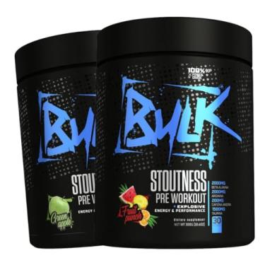 Imagem de Kit 2x Pré Treino Stoutness 300g Bulk Nutrition Sabores Fruit Punch e Green Apple