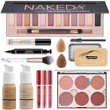 Imagem de Kit completo de maquiagem para mulheres, kit de maquiagem tudo em um, inclui paleta de sombras de 12 cores e vários cosméticos, conjunto de presente de maquiagem para mulheres e meninas (YYP-NOVO)