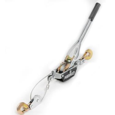 Imagem de NEIKO 02251A Guincho Acompanhante, Capacidade de tração de 1 tonelada (0,9 kg), 1,8 m, 2 ganchos, cabo de alimentação resistente com engrenagens duplas, cabo de guincho manual, extrator de guincho