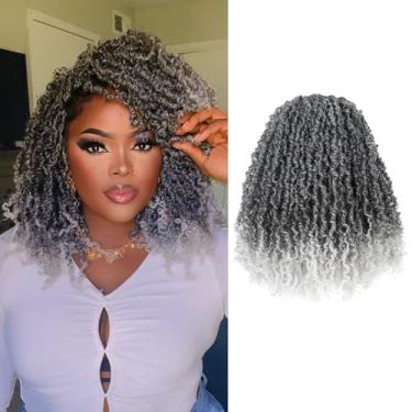 Imagem de GIX Yanky Twist Crochet Hair - 10 Polegadas, 8 Pacotes (240 Fios) Ombre Gray Pré-Torcido Fluffy Spring Mini Twist Short Bob Passion Twist, Tranças De Crochê Para Tranças (10 Polegadas, T-Gray-8P)