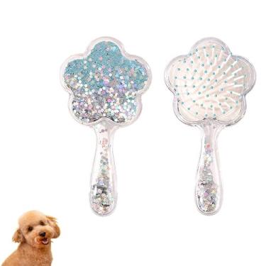 Imagem de Escova macia para cães pequenos | Escova suave para filhotes de cachorro Yorkies, Shih Tzus, Maltipoos e Malteses | Remoção de pelos de animais de estimação com cerdas macias | Escova para queda (azul