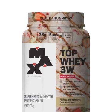 Imagem de Top Whey 3W Max Titanium (900g) Chocolate Branco c/ Morango
