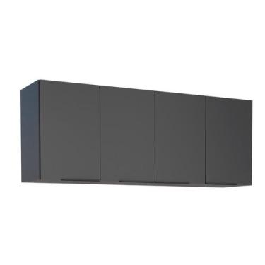 Imagem de Armário Aéreo de Cozinha Montado em Madeira Preto 144cm Cisne Cozimax