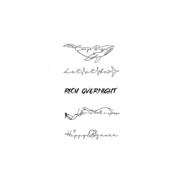 Imagem de Tatuagens legais, frases de baleia em inglês, tatuagens de baleia, duram de 1 a 2 semanas, são resistentes, à prova d'água, parecem tatuagens reais,18 x 11 cm