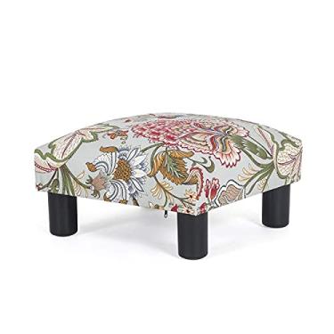 Imagem de Joveco Banqueta pequena para descanso de pés, banquinho de tecido quadrado de 38 cm, apoio para os pés estofado para cadeira, embaixo da mesa, escritório, sala de estar, floral boho