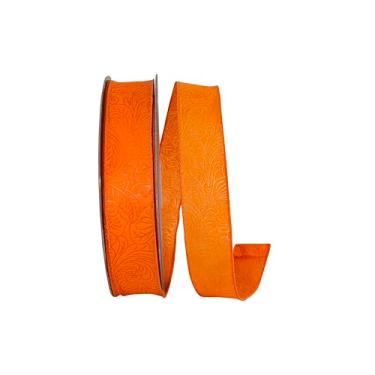 Imagem de Reliant Ribbon Fita de borda com fio em relevo rolagem de folhas, laranja