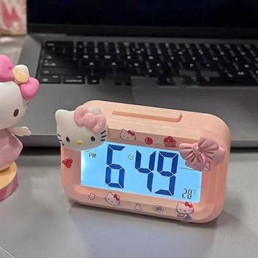 Imagem de Despertador Hello Kitty Noctilucente - Mini Ornamento para Mesa de Dor