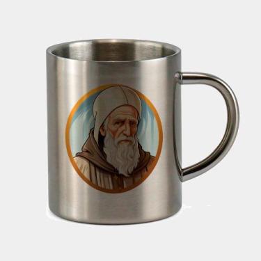 Imagem de Caneca de Inox Premium Prateada 400ml Santo Sao Bento Igreja Catolica 