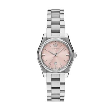 Imagem de Emporio Armani Relógio feminino de aço inoxidável com três ponteiros (modelo: AR11658), Prata