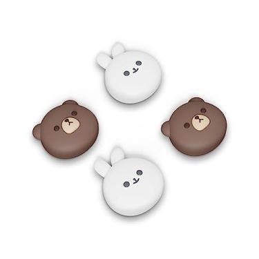 Imagem de PlayVital Tampas de aperto de polegar para Steam Deck, manoplas de silicone para joystick para deck a vapor – urso gordinho e coelho sorridente