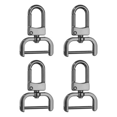 Imagem de HARFINGTON 4 peças de gancho de pressão destacável fecho giratório 1" (25 mm) anéis D de liga de zinco fecho de garra de lagosta com barra de parafuso para chaveiro, cordão, ferragens, artesanato