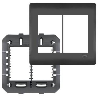 Imagem de Placa 4x4 com Suporte e 6 Módulos Habitat Black - 4080 - FAME