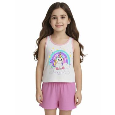 Imagem de Pijama Infantil Regata e Short Estampa Unicórnio - Calupa, 4A