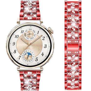 Imagem de DEALELE Pulseiras de substituição compatíveis com Huawei Watch GT5 Pro de 42 mm/GT5 41 mm/GT4 de 41 mm/Fossil Gen 6/Gen 5E 42 mm/Garmin Venu 3S, pulseira de substituição de metal com strass brilhante