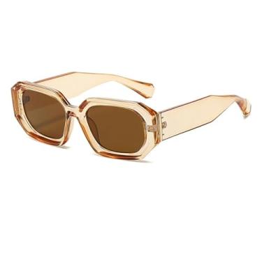 Imagem de VFDHN Óculos de sol femininos com lentes UV400 e proteção solar para acampamento, armação grande, masculino (marrom-marrom transparente)