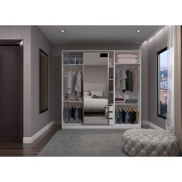 Imagem de Guarda Roupa Closet, 3 Gavetas, 4 Cabideiros Branco Branco