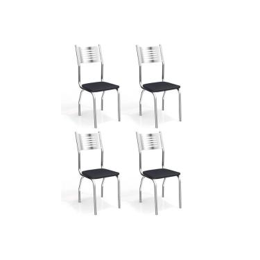 Imagem de Cadeira Munique 4C047 Kit 4 Un Cromado Courano Preto