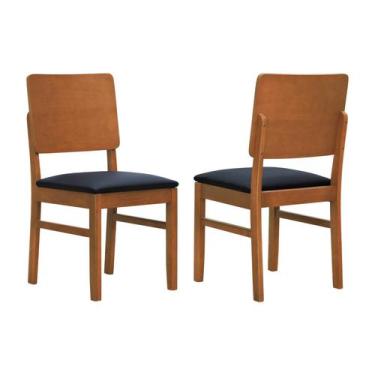 Imagem de Kit 2 Cadeiras Quéops Madeira Maciça Encosto Anatômico Assento Estofad