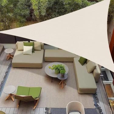 Imagem de COOLBOYS Guarda-Sol Triangular De 20' X 20', Creme, Bloqueador Uv, Cobertura Para Área Externa, Pátio, Gramado, Jardim, Garagem, Quintal, Deck, Pérgola