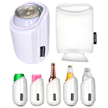 Imagem de TahoeBay Universal Blank Can Coolers (Pacote Com 8) Mangas Isoladas De Neoprene 4 Em 1 Para Latas E Garrafas Cerveja 12 Oz, Finas, Bebidas 16 Água, Blanks Sublimação, Vinil, Dtf (Branco/Branco)
