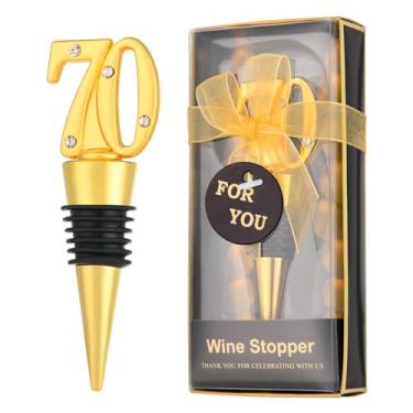 Imagem de YKLIGTN 12 Peças De Rolhas Vinho, Lembrancinhas Para Festa 70º Aniversário, Presentes Pretos E Dourados, Lembranças Aniversário 70 Anos, Decorações Convidados