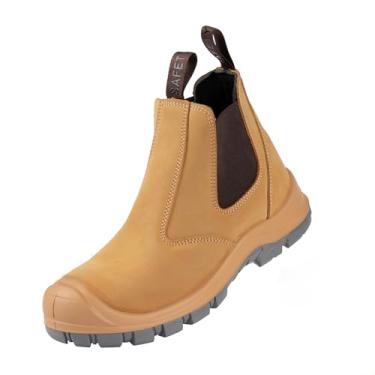 Imagem de TAERDUN Botas De Trabalho Com Biqueira Aço Para Homens, Bota Chelsea Sem Cadarço, Calçados Industriais E Construção Masculinos, À Prova D'Água, Leves, Confortáveis Antiderrapantes, Cáqui, Tamanho 10