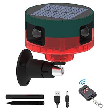 Imagem de WONFAST Luzes De Alarme Segurança Com Sensor Solar Para Ambientes Externos, Detector Movimento 360°, Luz Estroboscópica Led Piscante, Lâmpada Advertência 13 Sons Integrados, Sirene Alta 129 Db Casa,