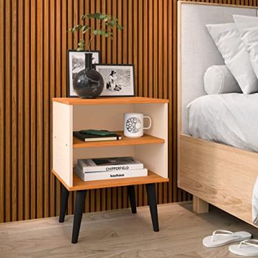 Imagem de Mesas De Cabeceira RPM Com Nicho Retrô Quarto Cama - Loja Inova BR (Off White/Cinam.)