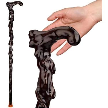 Imagem de MUUL-WHCH Bengala De Madeira Com Cabo Curvo De Suporte, Bengalas Para Entalhar, Bengalas De Madeira Esculpidas À Mão, Bengala De Muleta De Ébano, Presente Para Homens E Mulheres