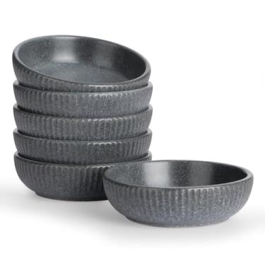 Imagem de famiware Conjunto de 6 tigelas de cerâmica para molho de soja Starlight para molho de soja, 85 g, xícaras/pratos/pratos, tigela de servir pequena para acompanhamentos, sobremesa, condimento, cinza