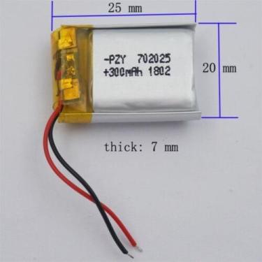 Imagem de Bateria 3.7v 300 Mah 7mm X20mm X25mm 2 Fios 702025 - bgb
