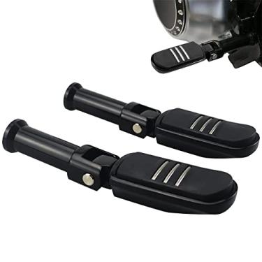 Imagem de WOWTK Suporte para pés de passageiro Streamliner com kit de montagem para Harley Davidson Softail Deluxe Fat Boy Heritage Sport Glide Softail Slim Street Bob Breakout Low Rider 2018 2019 2020, preto brilhante