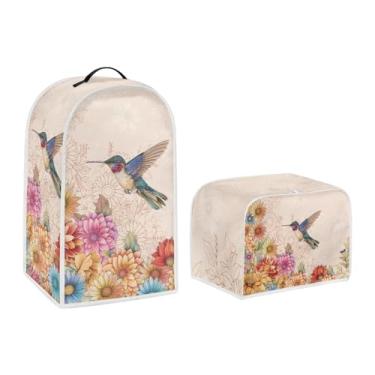 Imagem de Pointodoor Conjunto de capas de eletrodomésticos beija-flor lavável liquidificador de cozinha capa de poeira flor máquina de fazer pão torradeira capa 2 fatias acessórios de cozinha