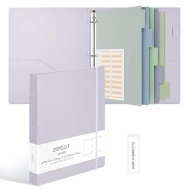 Imagem de Ospelelf Pasta de couro vintage com 3 anéis de 2,5 cm, organizador profissional adequado para documentos de tamanho carta, divisórias de fichário com abas, roxo