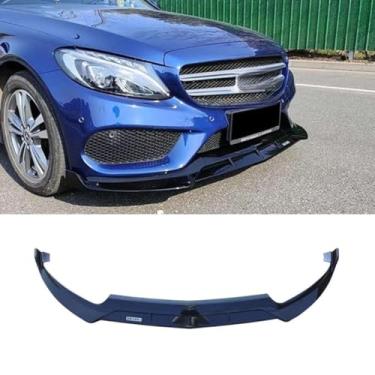 Imagem de Lábio do para-choque dianteiro do carro compatível com C-Class W205 2015-2018 Brabus Style Front Splitter Difusor Spoiler Body Kit Acessórios para carro (preto brilhante)