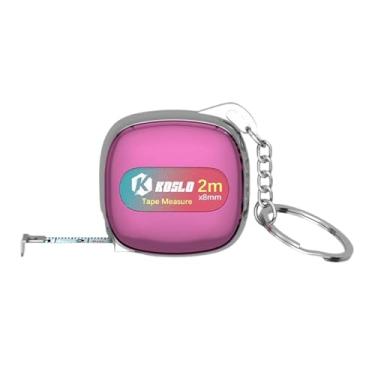 Imagem de Ioensy Fita métrica para medidas de perda de peso com chaveiro, ferramenta de medição fácil de usar, régua métrica para tricô de tecido, medição corporal, Rosa