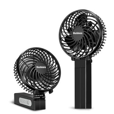 Imagem de HOLMES Ventilador portátil de 10 cm, portátil, pessoal ou de mesa, 3 velocidades, bateria recarregável, cabo de carregamento USB-C, cabeça ajustável de 180°, leve, compacto, ideal para uso em