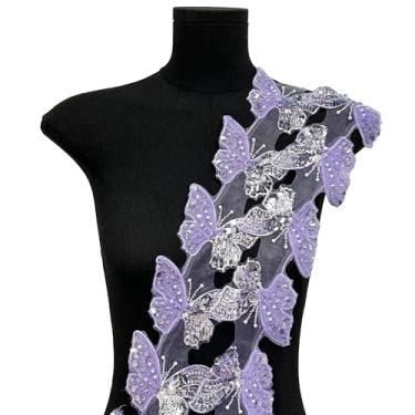 Imagem de Retalhos de tule borboleta com acabamento em renda 3D lantejoulas bordadas, aplique de costura, faça você mesmo, para roupas, vestido de casamento, chapéu, cachecol, decoração de festa em casa, 10