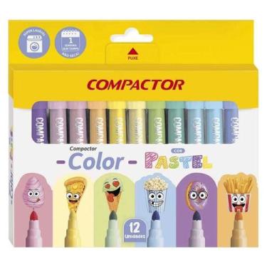 Imagem de Canetinha Hidrográfica Color Pastel 164022 12 Cores - Compactor - Tend
