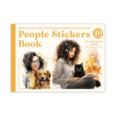 Imagem de Bomichi Livro de adesivos para meninas negras, 40 folhas, 283 peças, diário, scrapbooking, agendas, agendas, cartões, colagem, arte, artesanato, garrafa de água