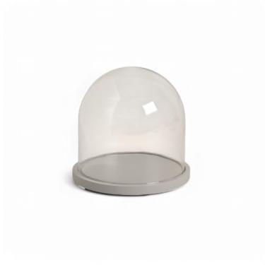 Imagem de Redoma Cúpula Vidro Grande Decoração C/base Madeira 18,3cm Cinza