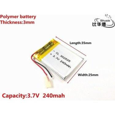 Imagem de Bateria 3,7v 240mah 3mm X 25mm X 35mm  C/2 Fios Ml - bgb