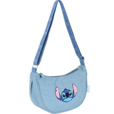 Imagem de Bolsa Transversal Jeans Meia Lua Stitch Disney Original Luxcel Filme N