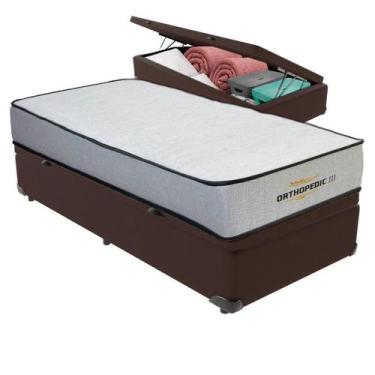 Imagem de Cama Box Baú e Colchão Orthopedic D33 V-tech 78x188x30, Marrom